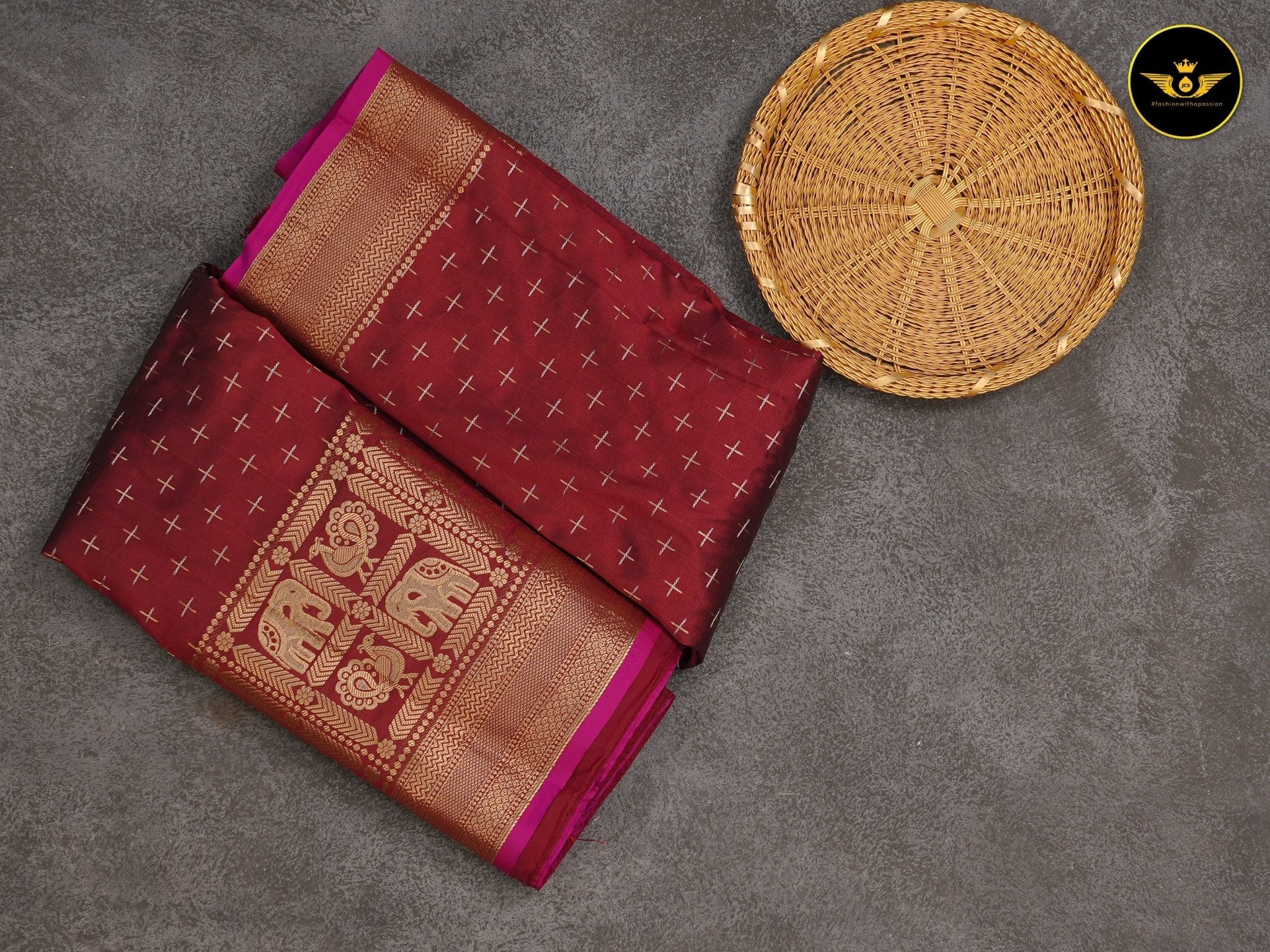 Semi Soft Silk Saree With Zari Woven Border And Pallu SAREE JCS Fashions Maroon 5.5 meters