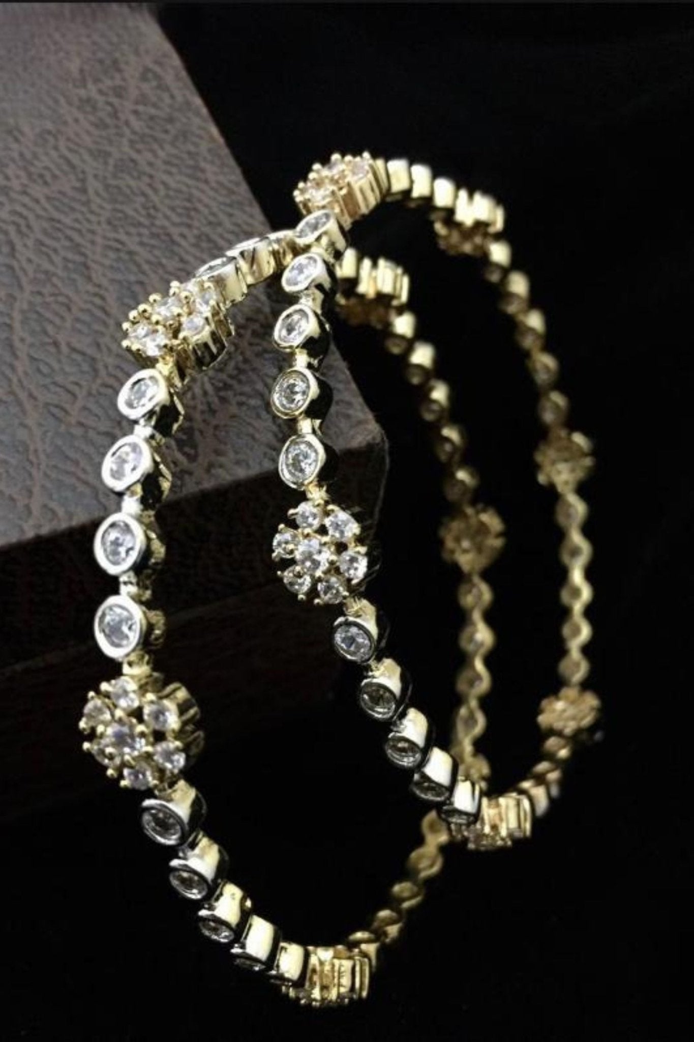 Shop Radiant Stone Bangles in Opulent Gold Polish | JCS Fashions Jewelry JCS Fashions Gold 2.20