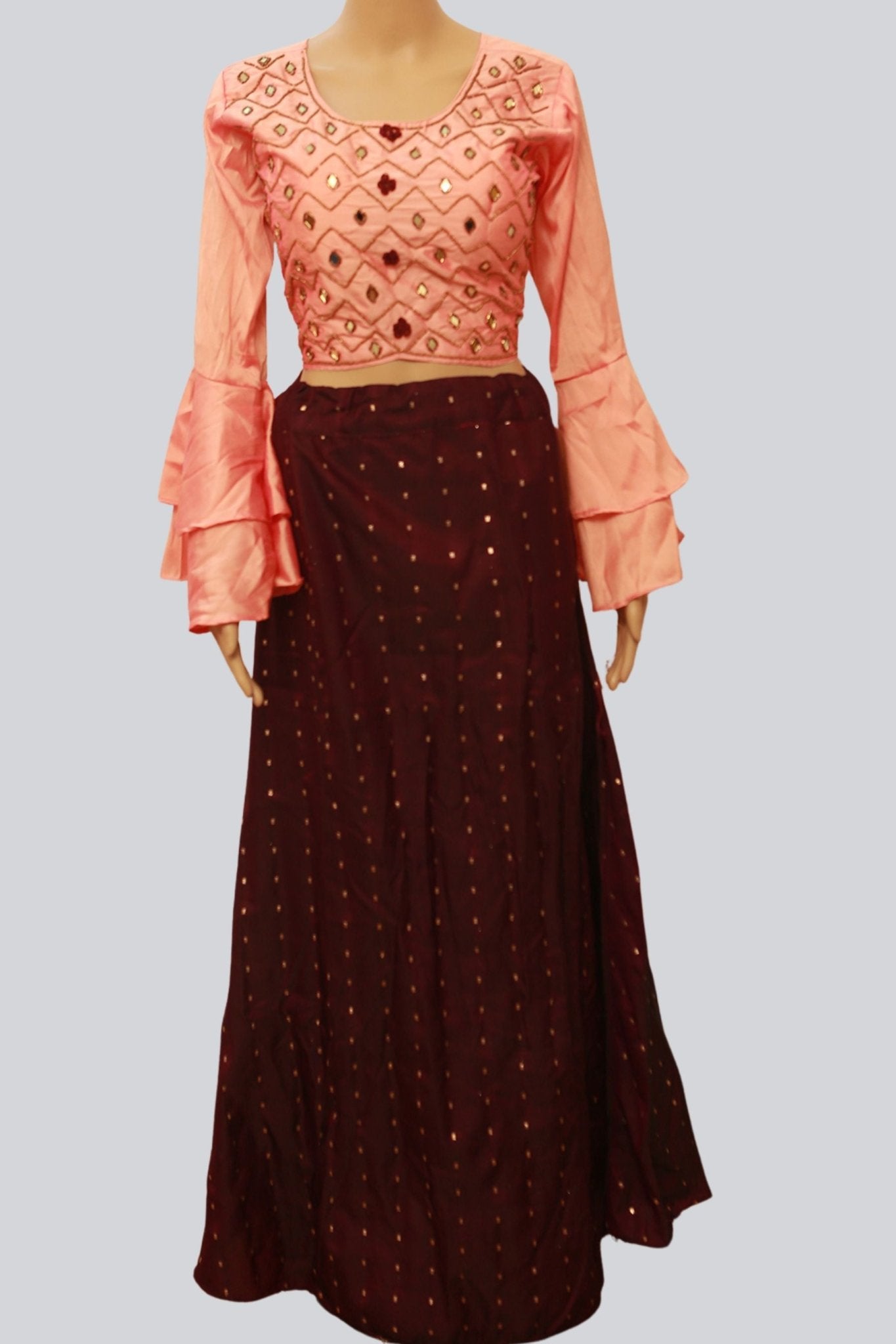 Silk Crop Top Lehenga Set - Elegant 2-Piece Ensemble | Size 40" LEHENGA JCS Fashions