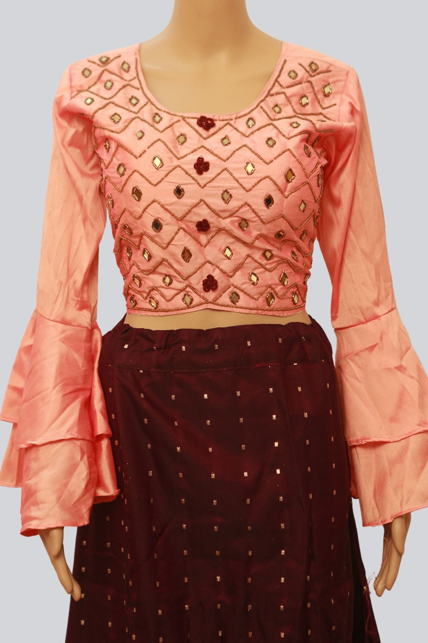 Silk Crop Top Lehenga Set - Elegant 2-Piece Ensemble | Size 40" LEHENGA JCS Fashions