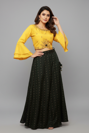 Silk Elegance: Crop Top Lehenga for Chic Sophistication JCSFashions