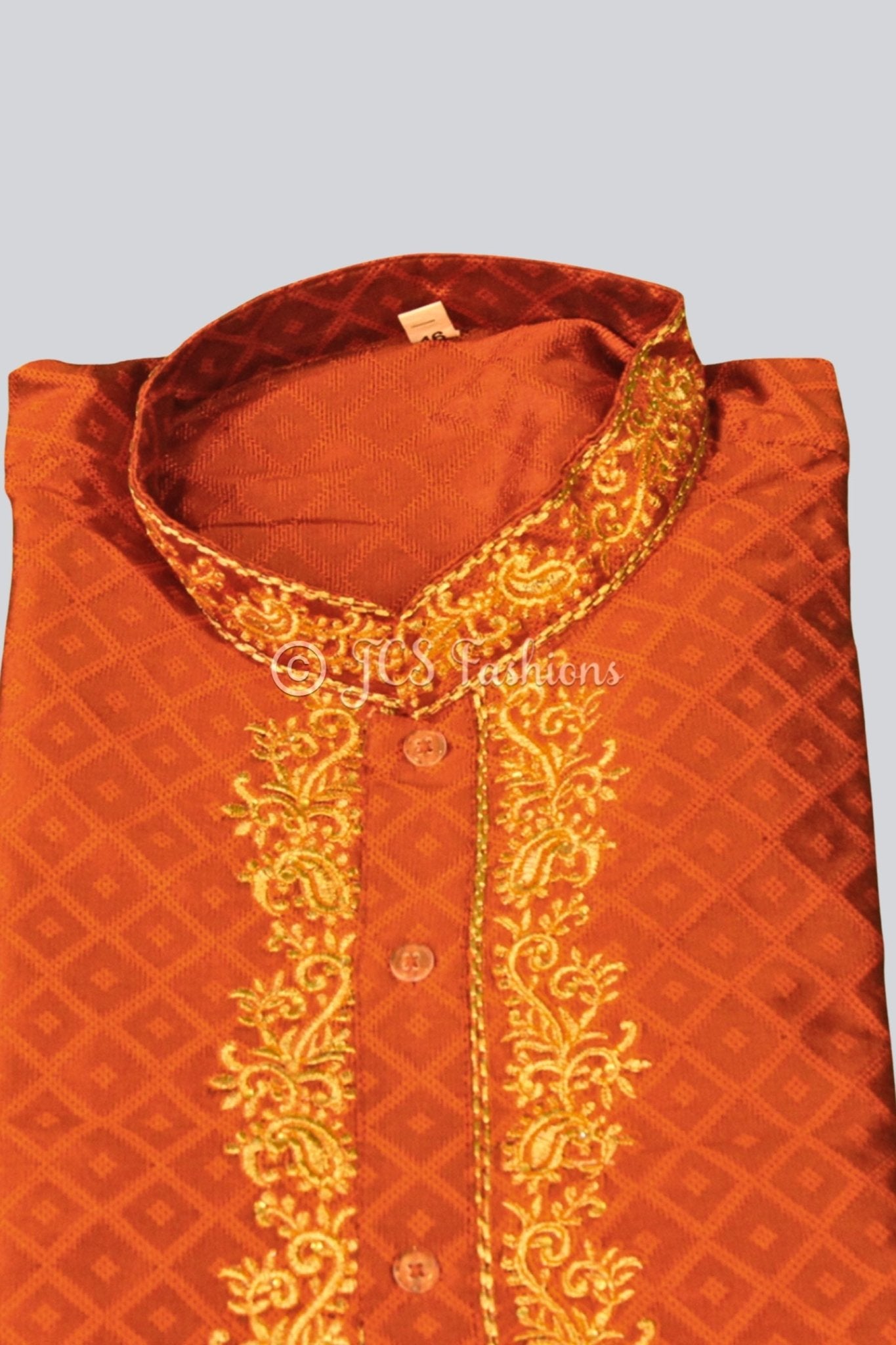 Silk Kurta Pajama Set with Embroidery and Zari Work - JCS Fashions MEN JCS Fashions
