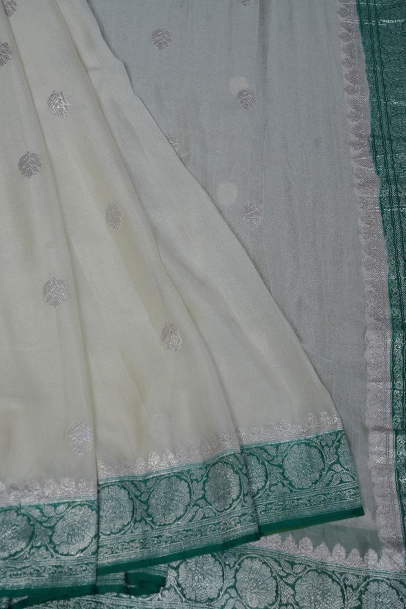 Silkmark Certified Georgette Saree: Premium Trendy Kaddi with Silver Weaving SAREE JCS Fashions