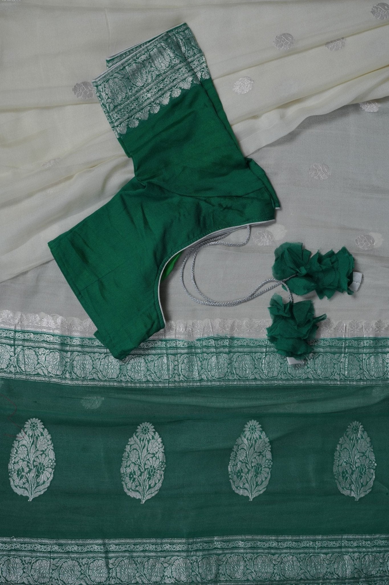 Silkmark Certified Georgette Saree: Premium Trendy Kaddi with Silver Weaving SAREE JCS Fashions