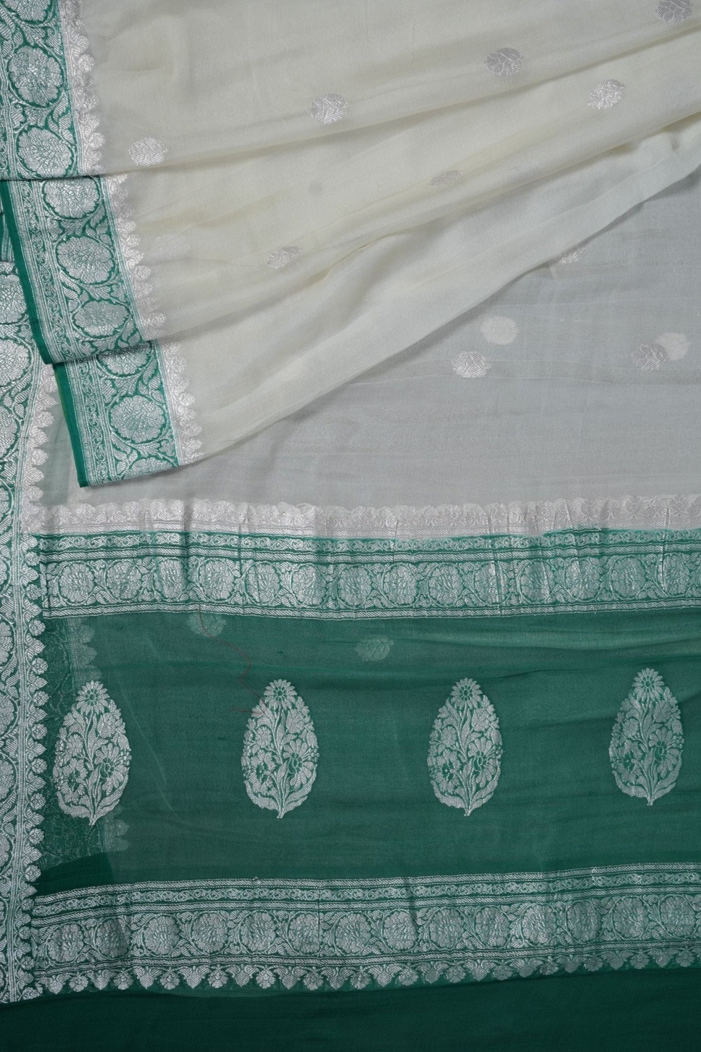 Silkmark Certified Georgette Saree: Premium Trendy Kaddi with Silver Weaving SAREE JCS Fashions