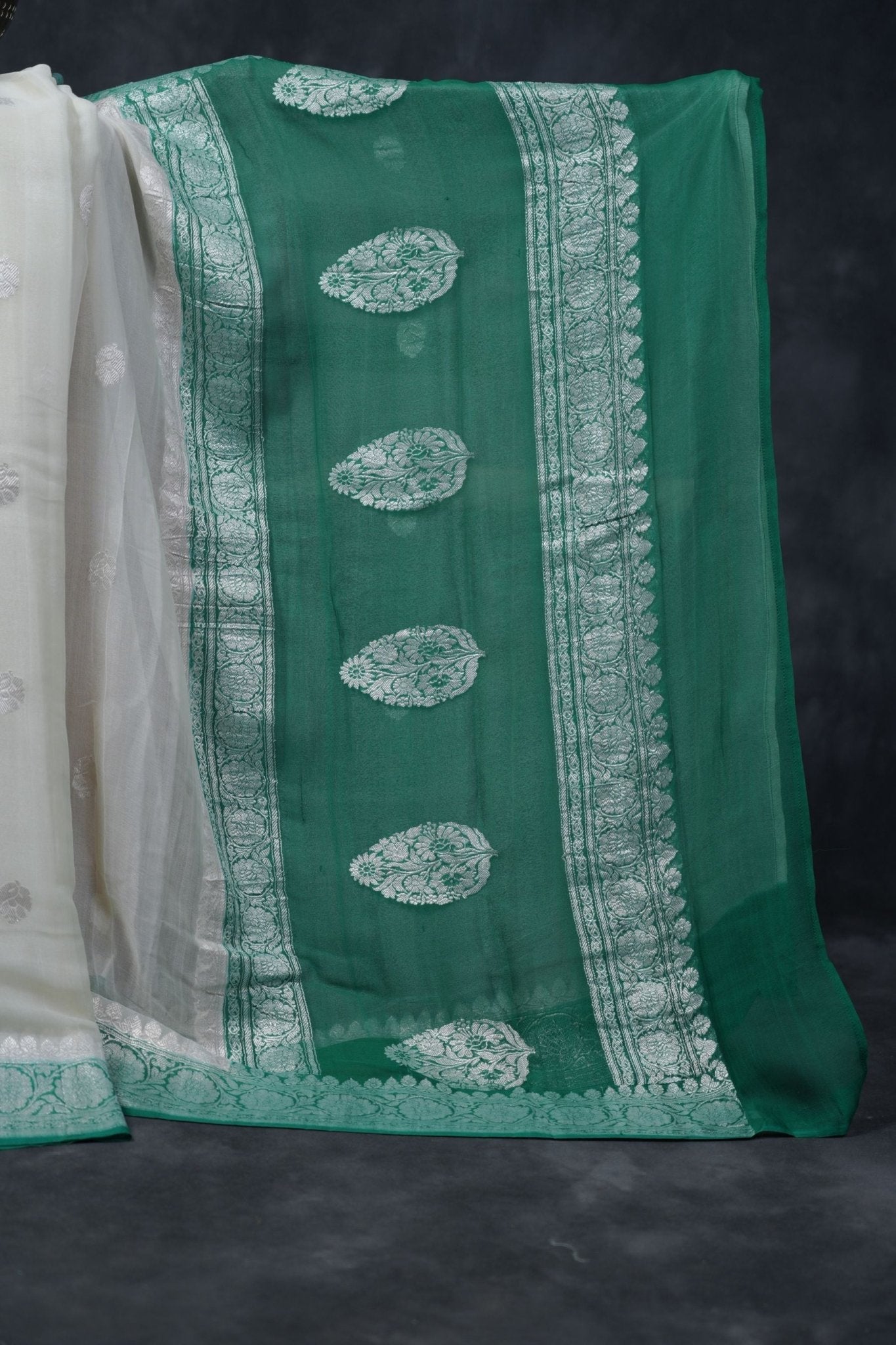 Silkmark Certified Georgette Saree: Premium Trendy Kaddi with Silver Weaving SAREE JCS Fashions