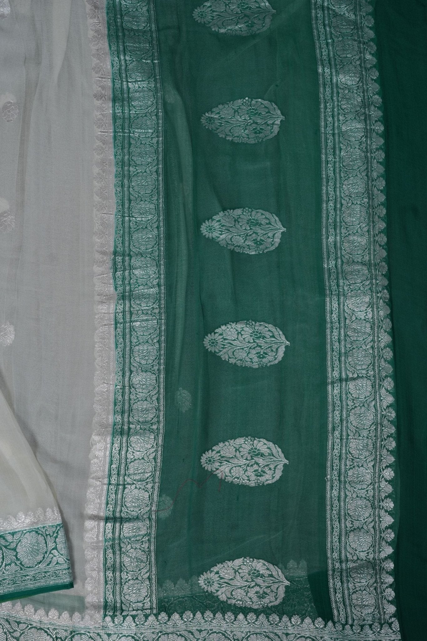 Silkmark Certified Georgette Saree: Premium Trendy Kaddi with Silver Weaving SAREE JCS Fashions