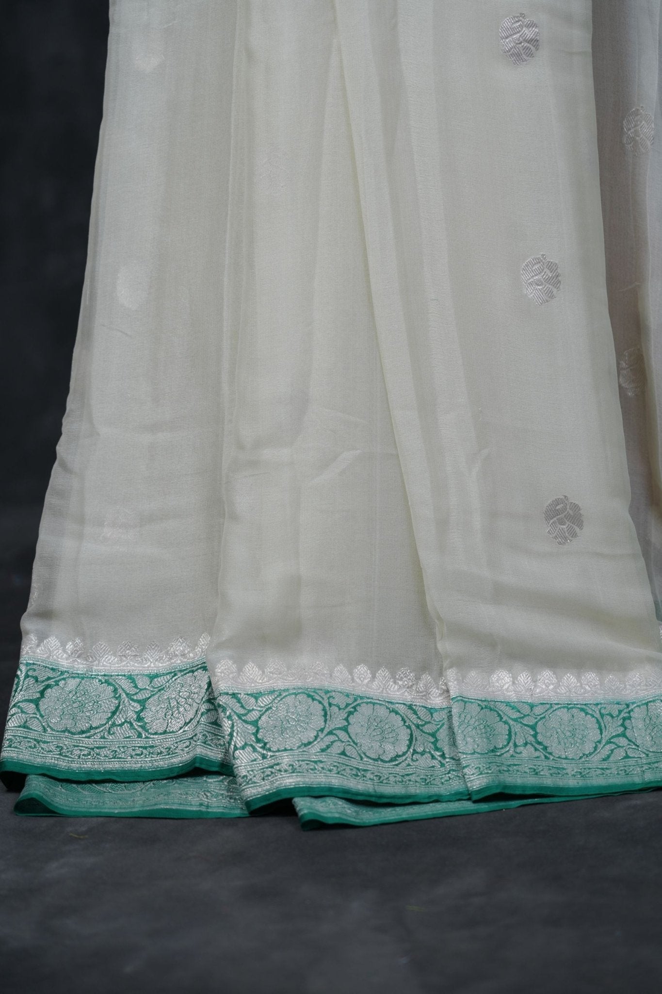 Silkmark Certified Georgette Saree: Premium Trendy Kaddi with Silver Weaving SAREE JCS Fashions