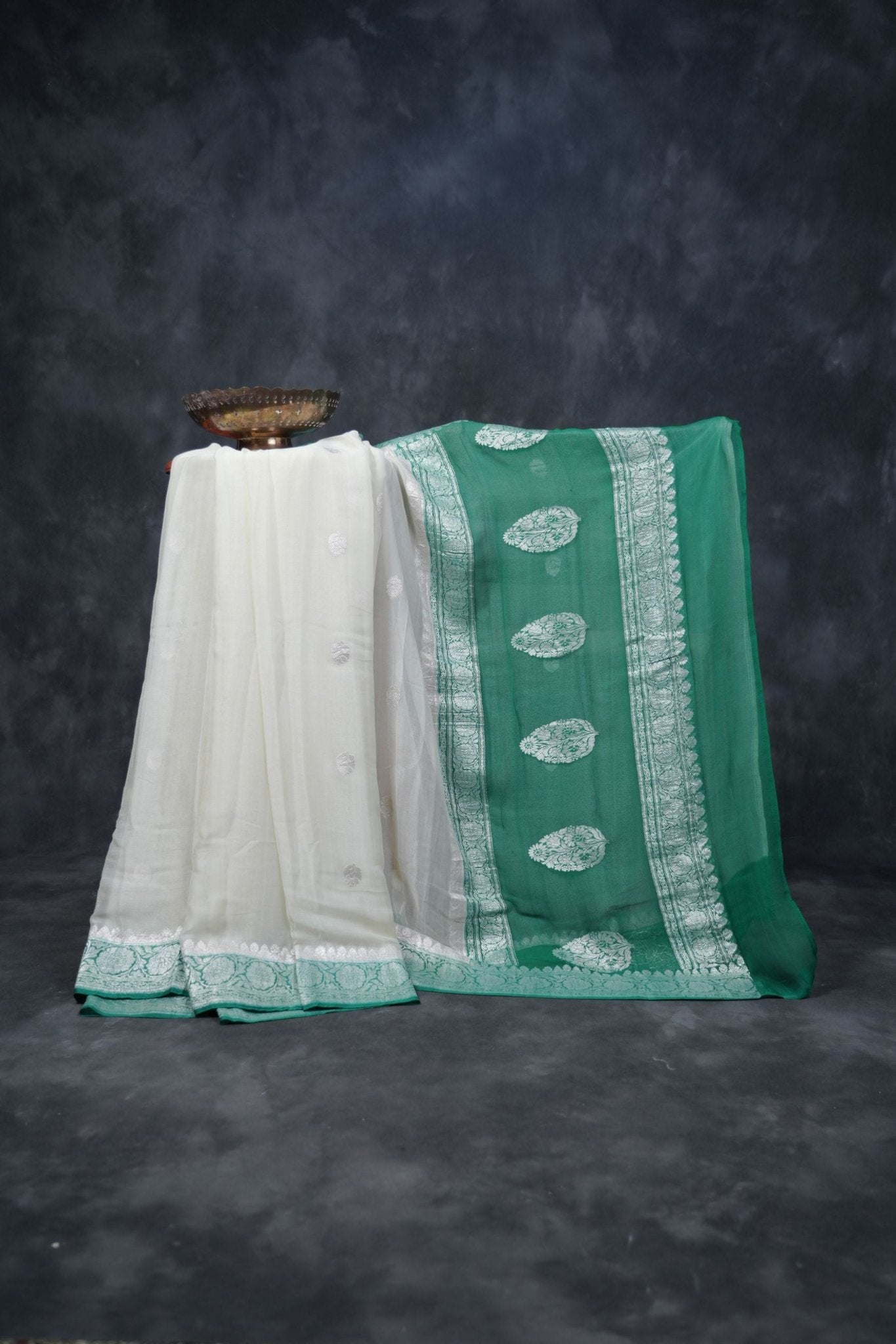 Silkmark Certified Georgette Saree: Premium Trendy Kaddi with Silver Weaving SAREE JCS Fashions