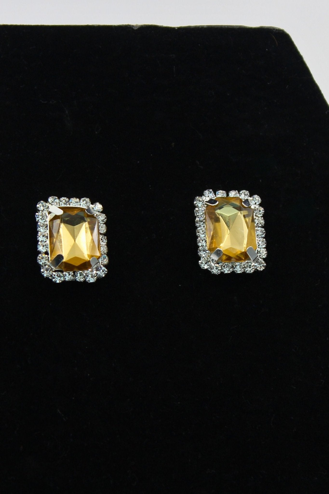 Silver-Plated Oversized Stud Earrings with Cubic Zirconia by JCS Fashions Jewelry JCS Fashions Golden 0.8 inch