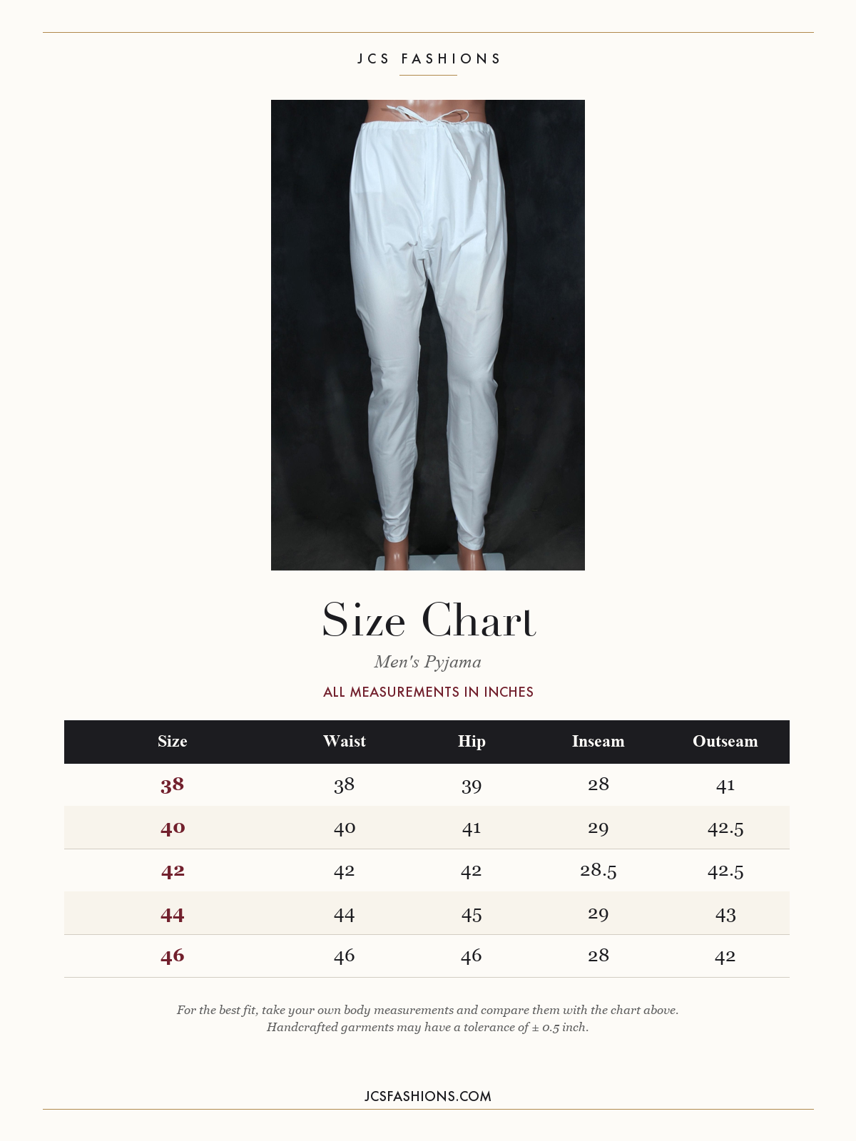 Size Chart — Men-107