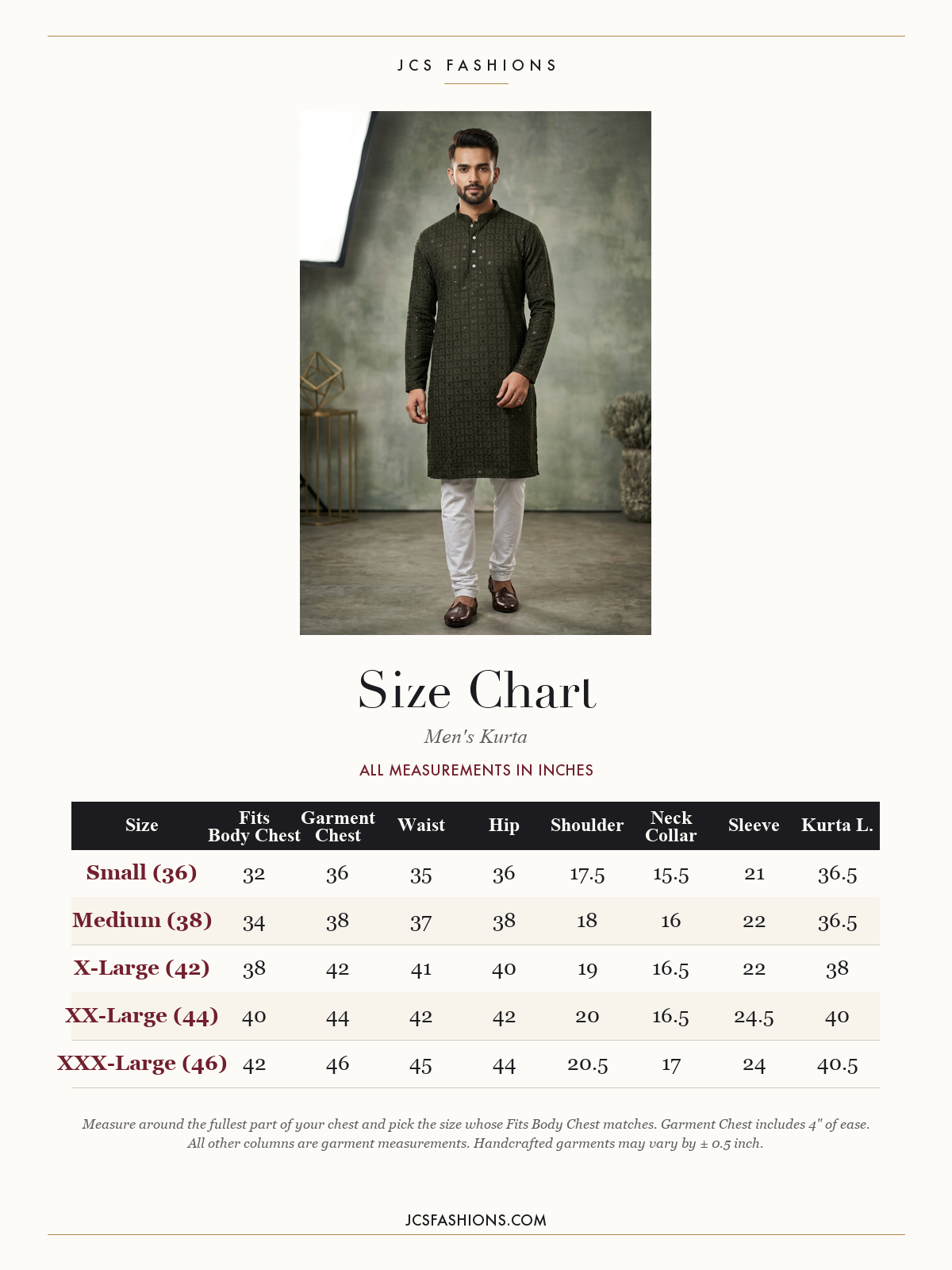 Size Chart — Men-122