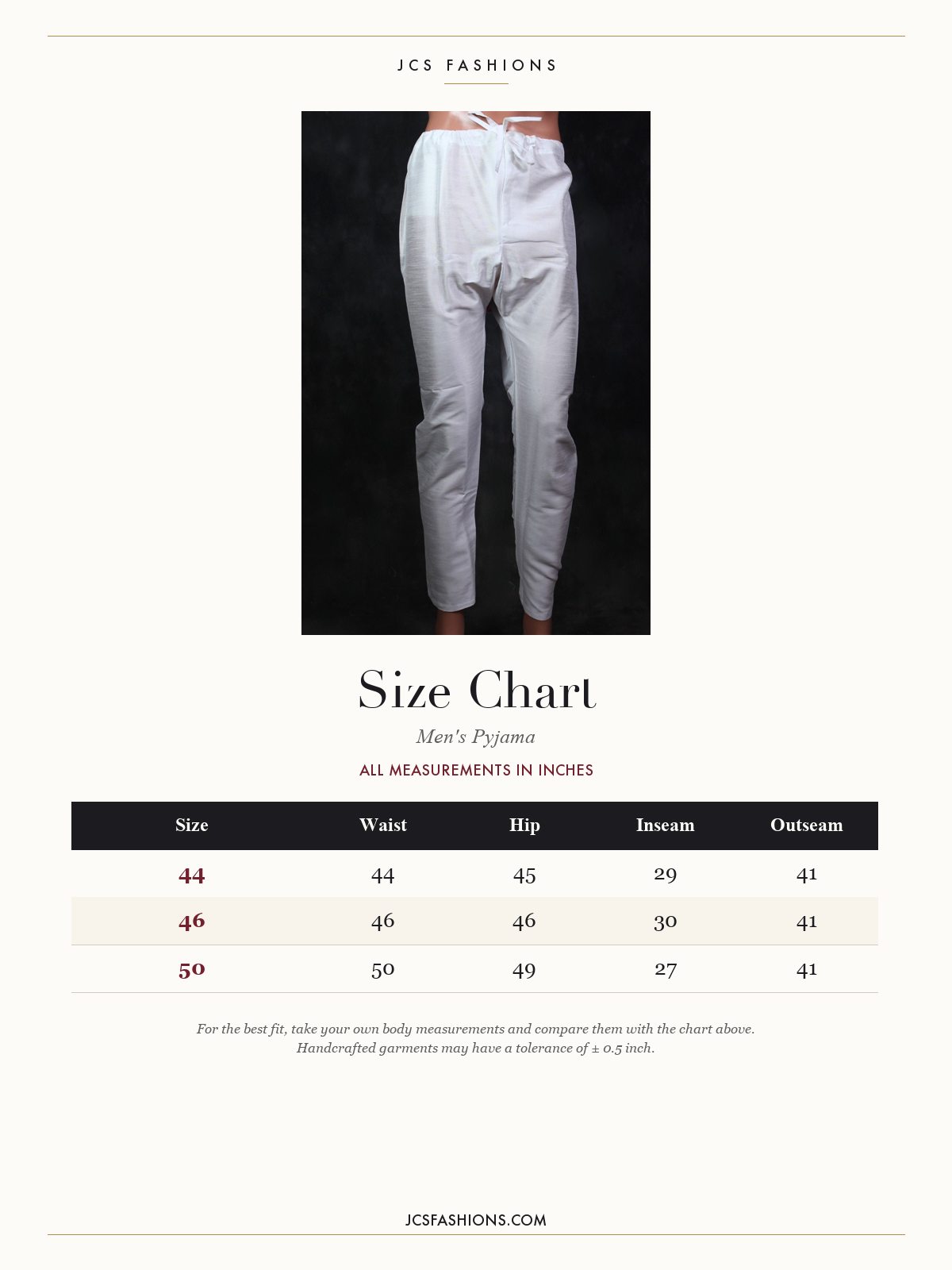 Size Chart — Men-134