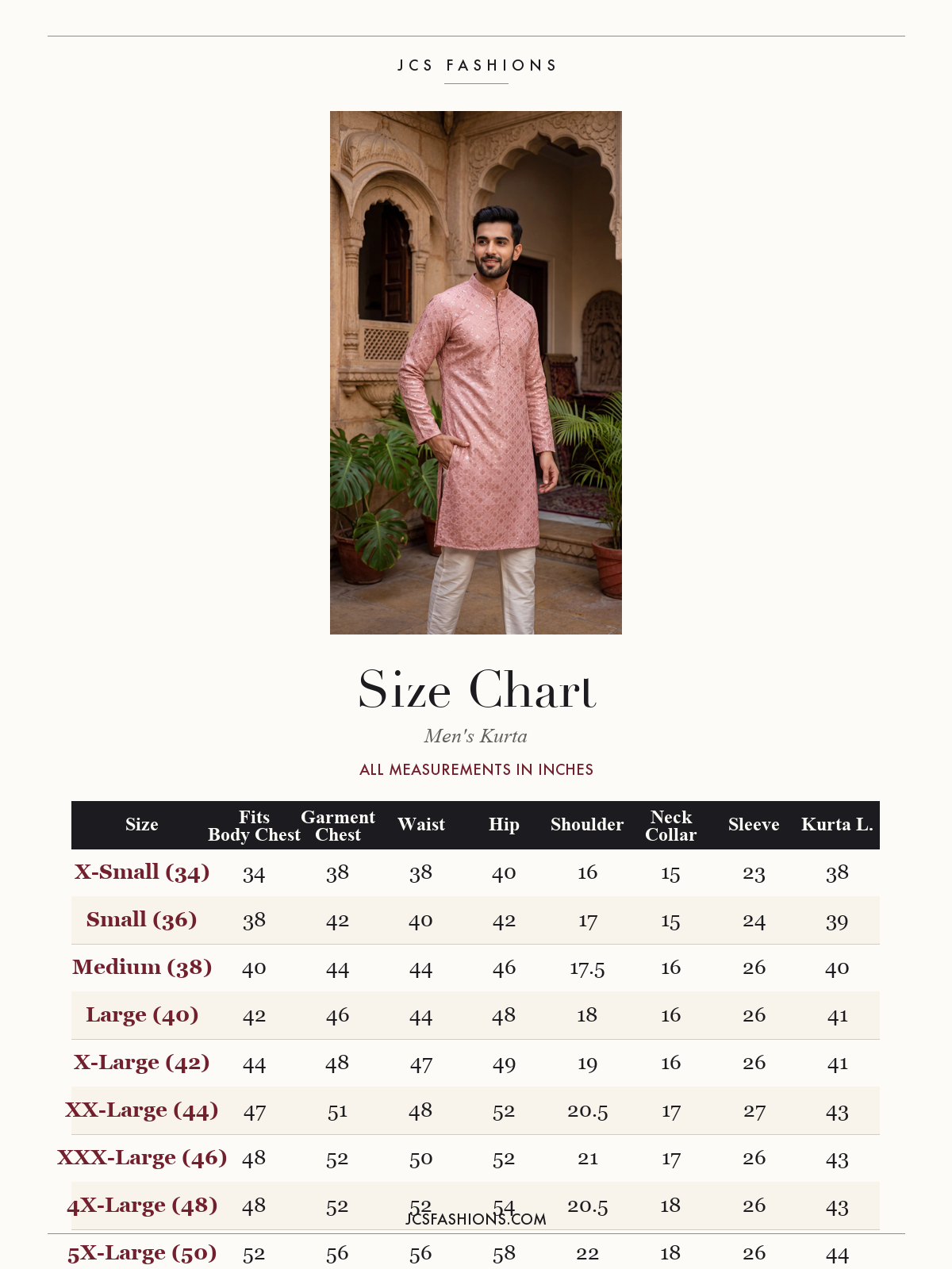 Size Chart — Men-139