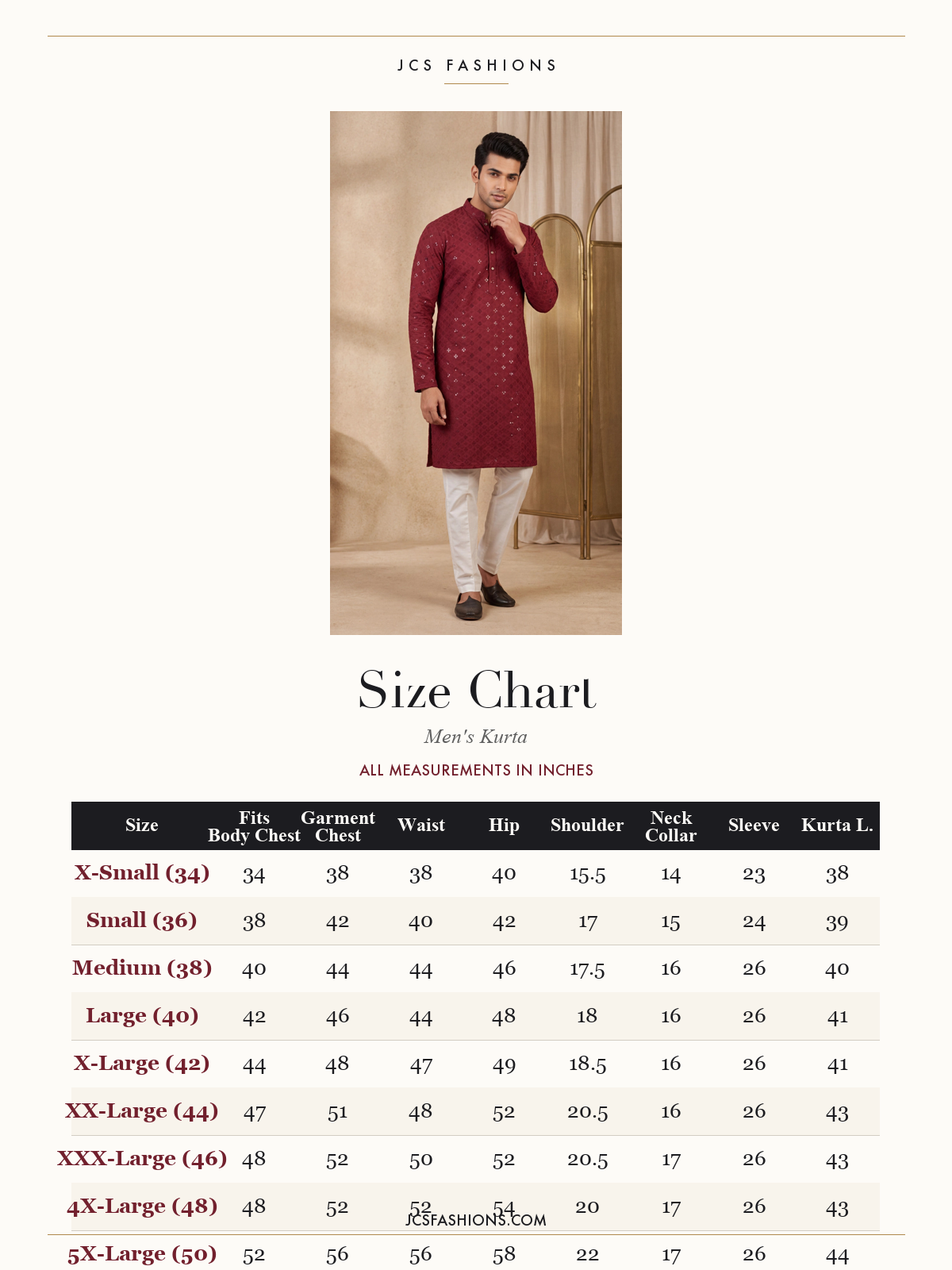Size Chart — Men-141