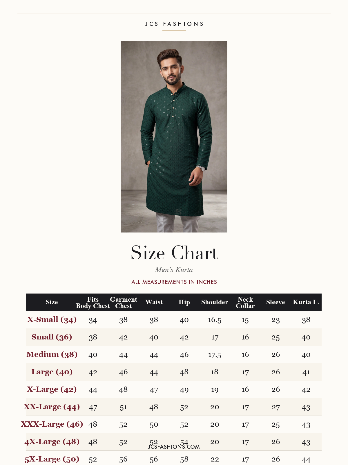 Size Chart — Men-143