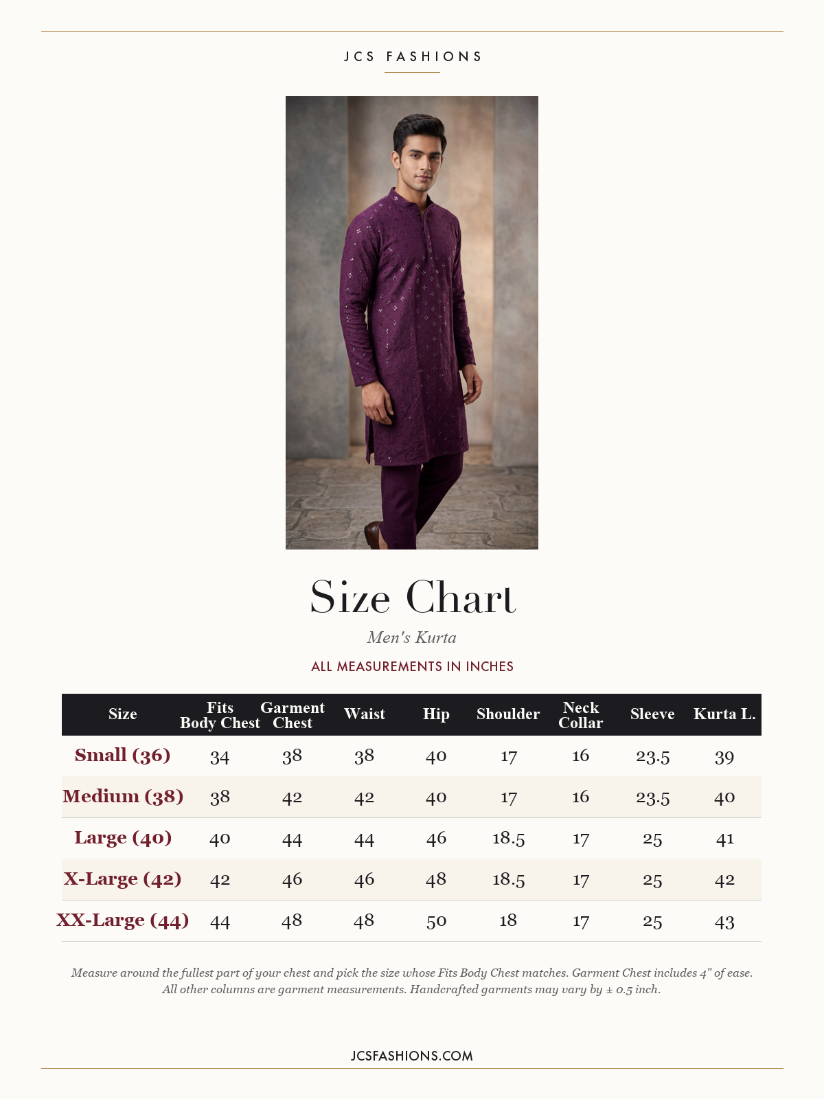 Size Chart — Men-153