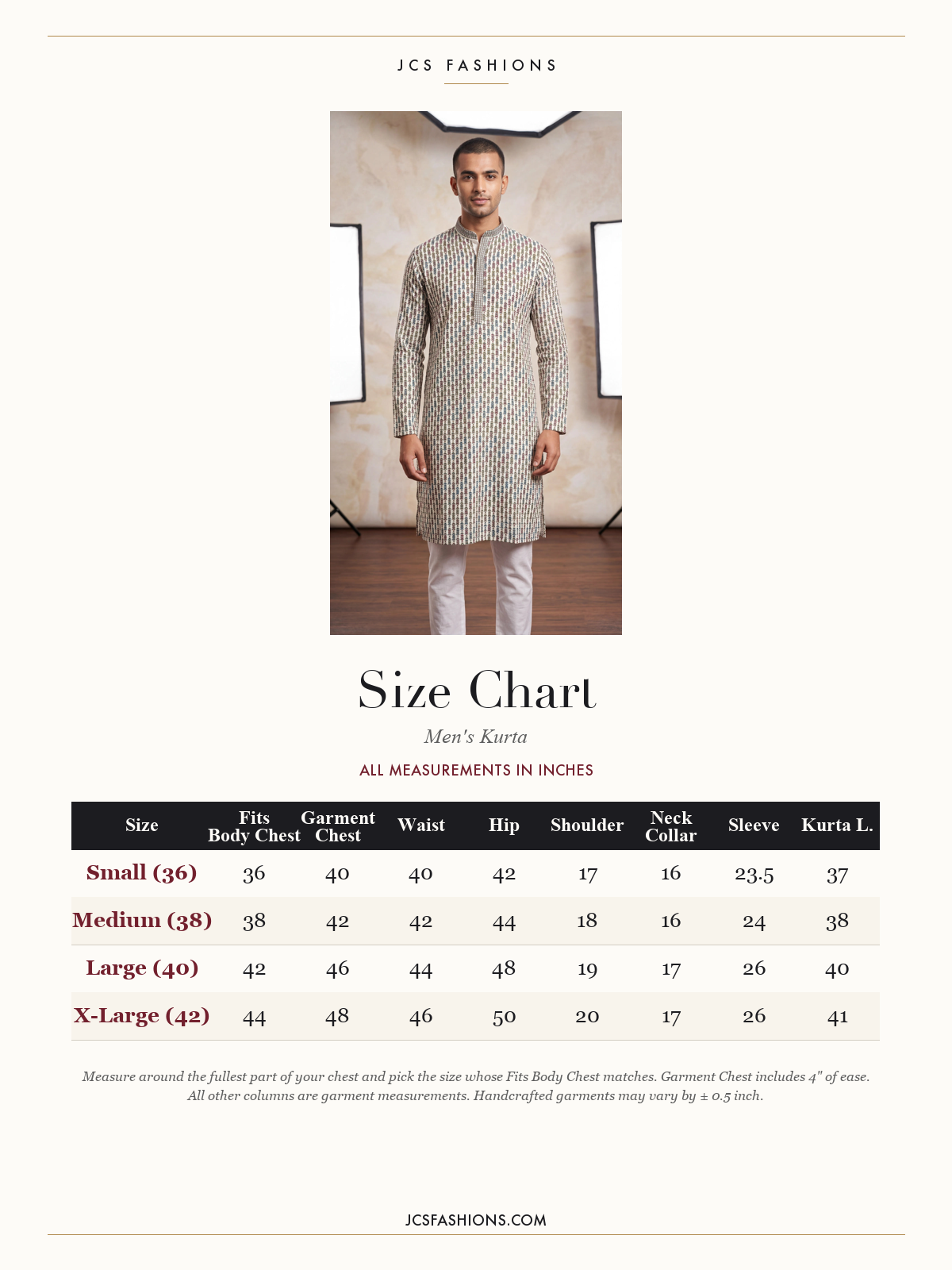 Size Chart — Men-154