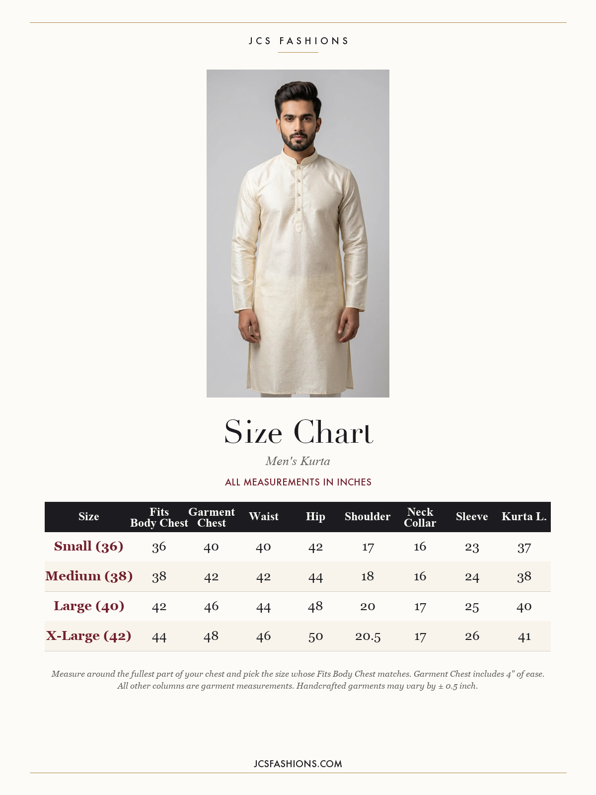 Size Chart — Men-167