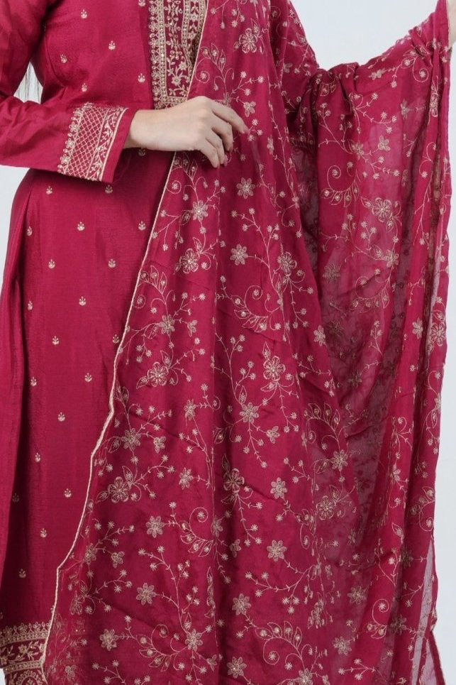 Soft Chinnon Silk Sharara: Elegant and Comfortable Ensemble KURTI JCS Fashions