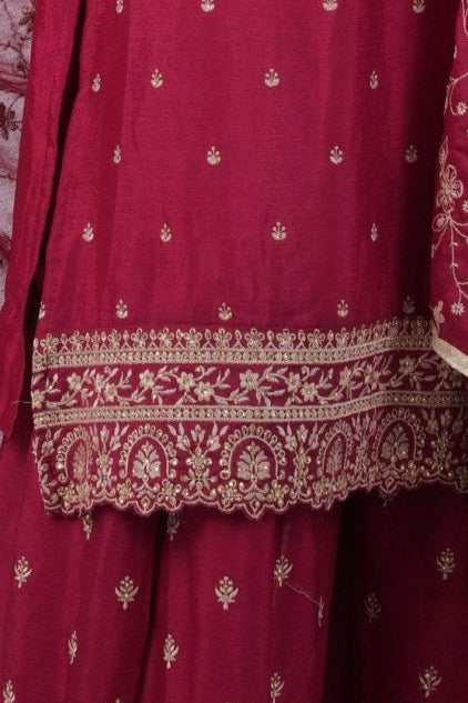 Soft Chinnon Silk Sharara: Elegant and Comfortable Ensemble KURTI JCS Fashions