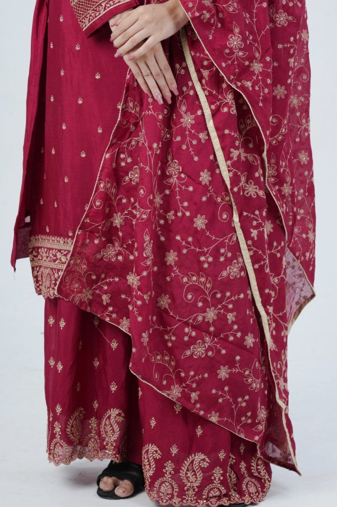 Soft Chinnon Silk Sharara: Elegant and Comfortable Ensemble KURTI JCS Fashions