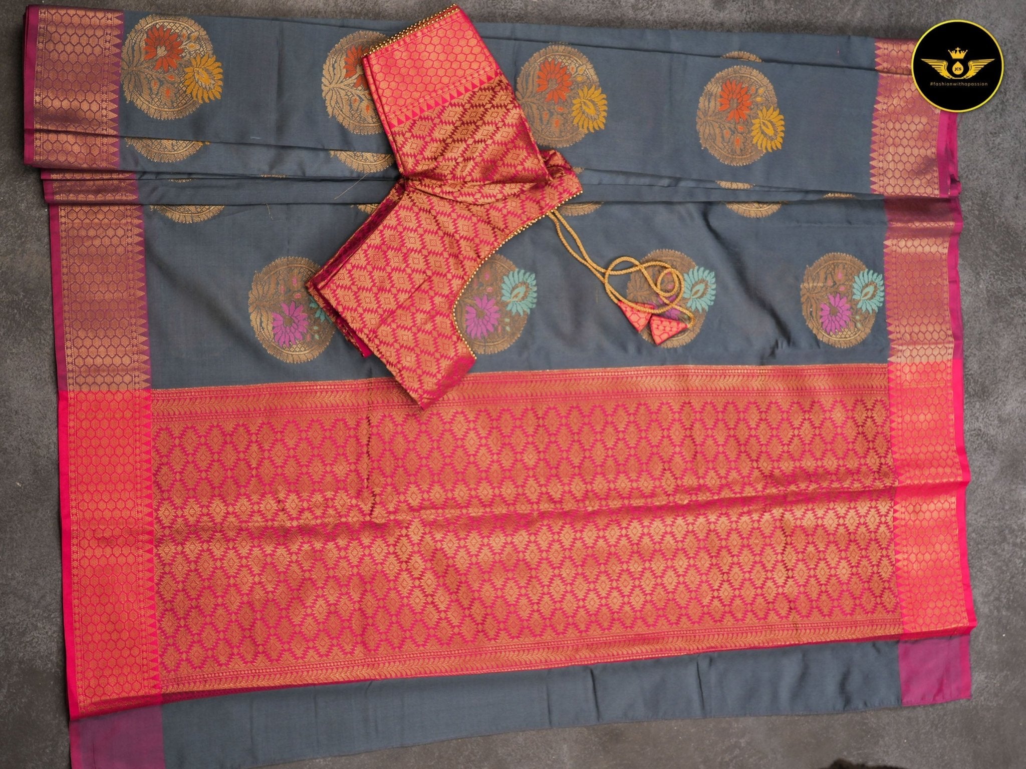 Soft Semi Silk Saree With Fully Stitched Jacquard Blouse SAREE JCS Fashions