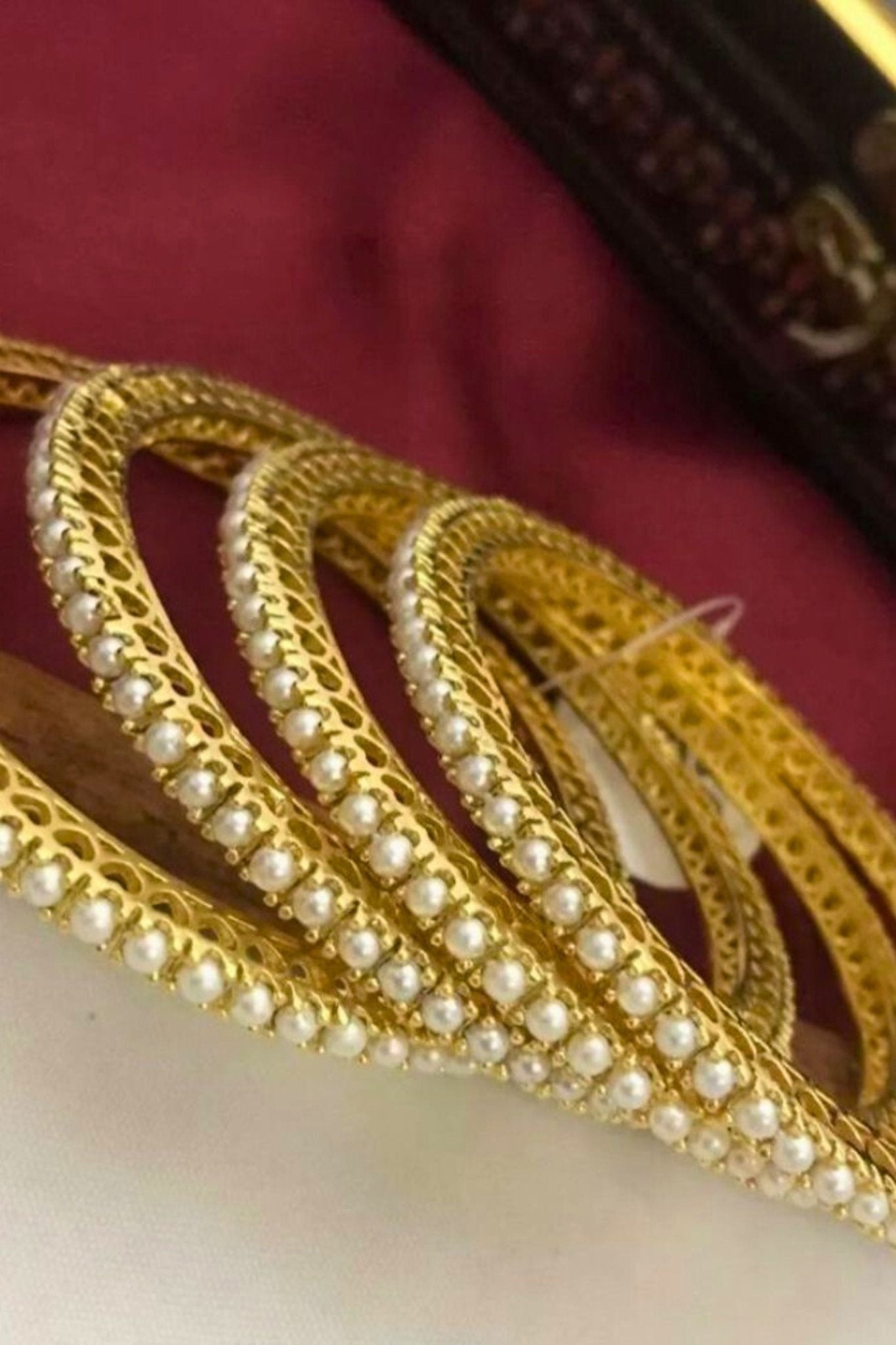 Sparkling Pearl Bangles: Elevate Your Style - 1 Pair (2 piece) Jewelry JCS Fashions