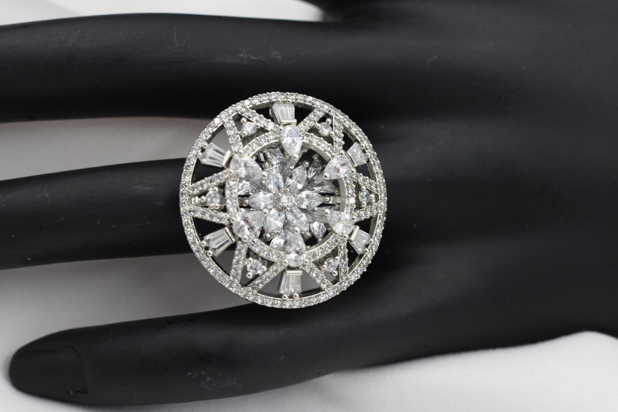 Stunning Adjustable Silver Ring with Elegant White Stone Jewelry JCS Fashions