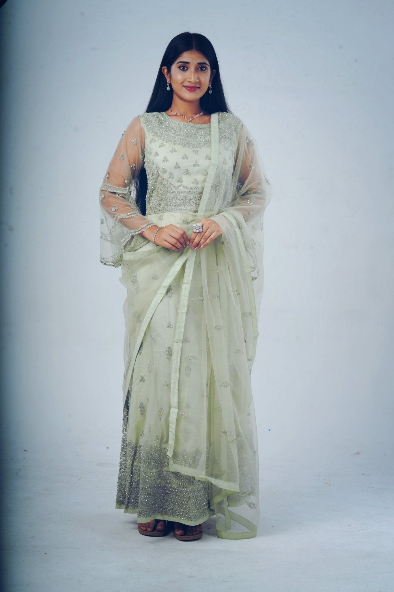 Stunning Embroidered long Gown with Stone Work KURTI JCS Fashions