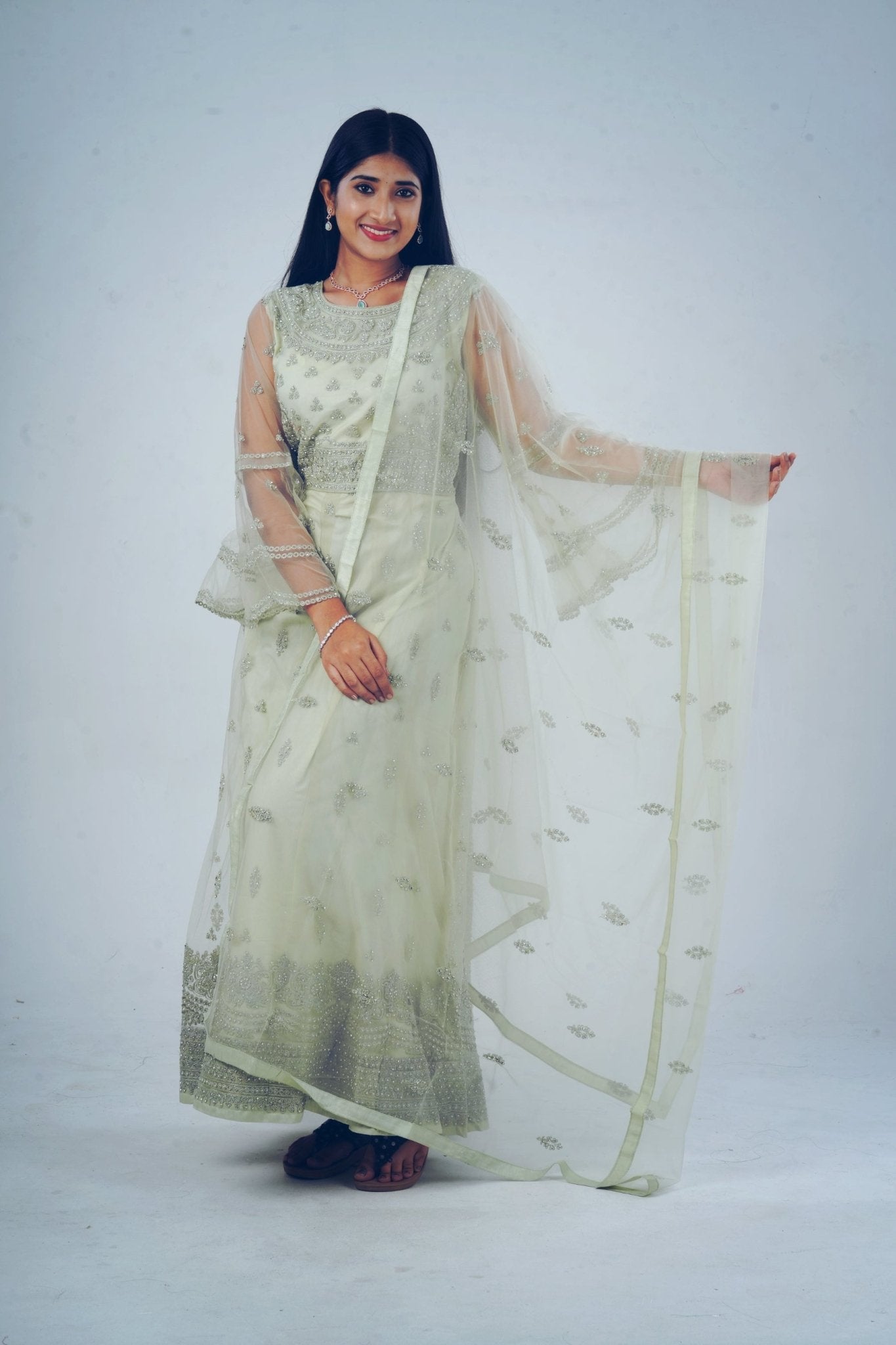 Stunning Embroidered long Gown with Stone Work KURTI JCS Fashions