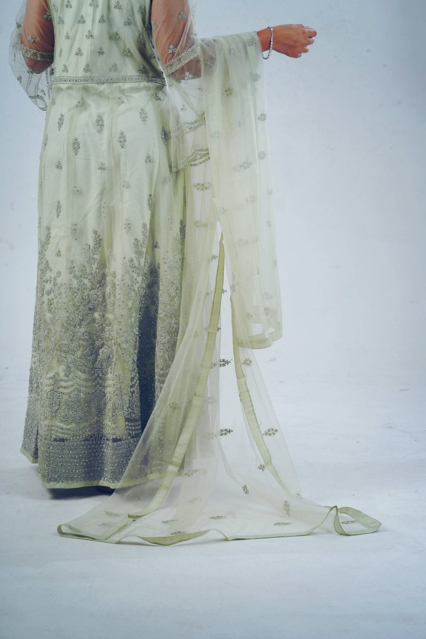 Stunning Embroidered long Gown with Stone Work KURTI JCS Fashions