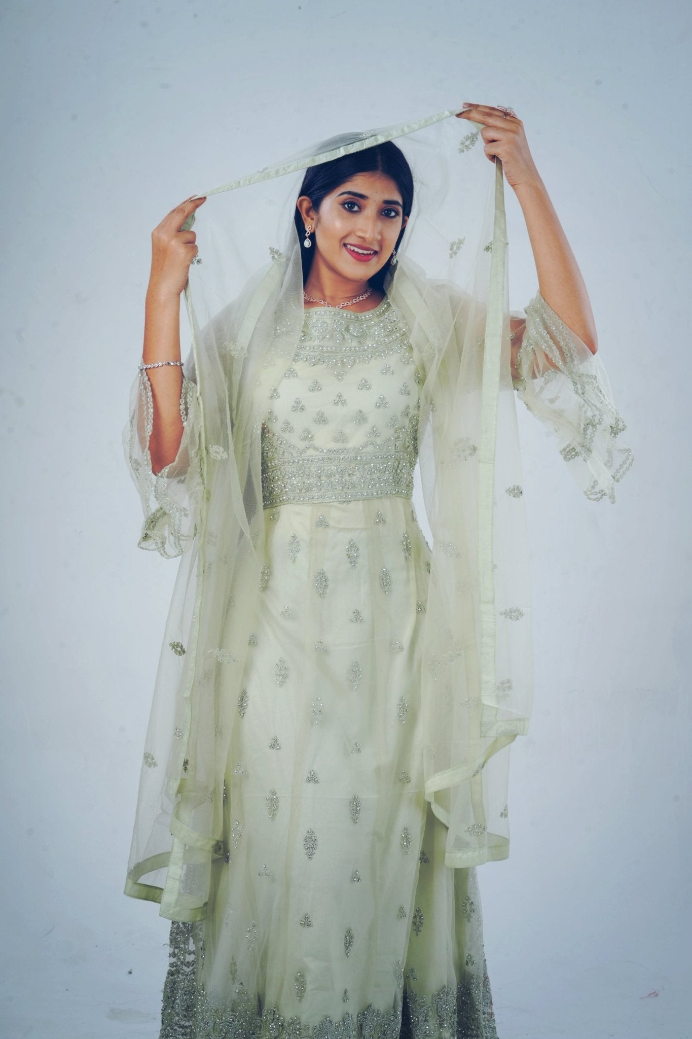 Stunning Embroidered long Gown with Stone Work KURTI JCS Fashions