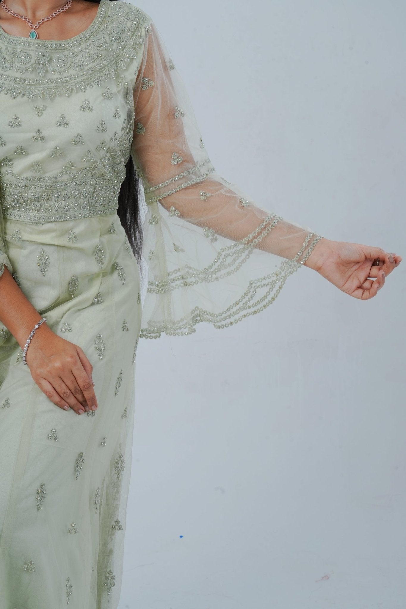 Stunning Embroidered long Gown with Stone Work KURTI JCS Fashions