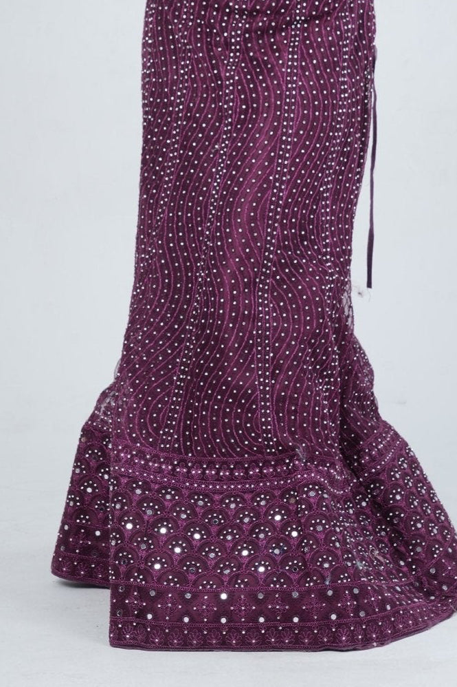 Stunning Net Lehenga Adorned with Stone and Mirror Detailing LEHENGA JCS Fashions