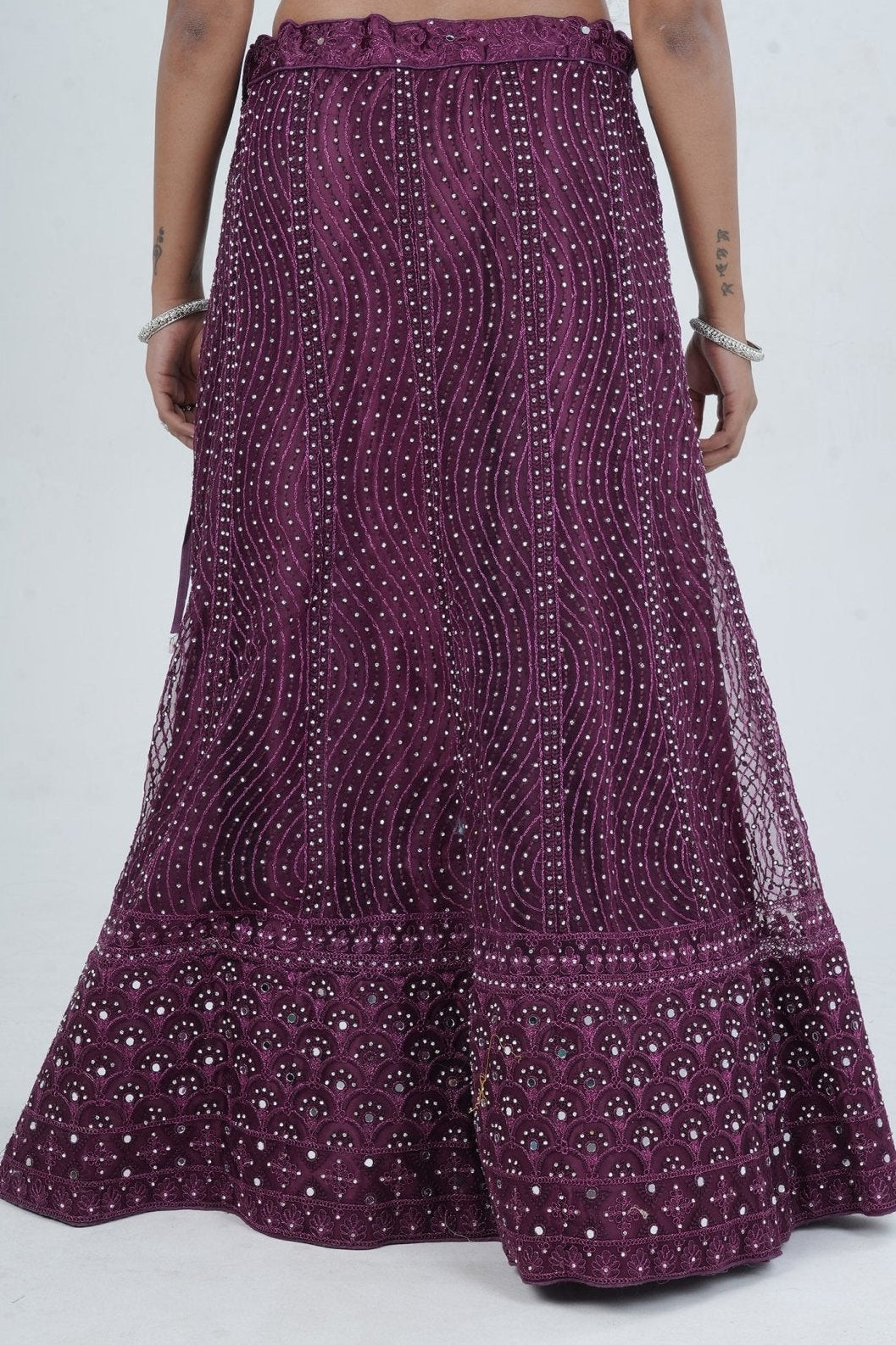 Stunning Net Lehenga Adorned with Stone and Mirror Detailing LEHENGA JCS Fashions