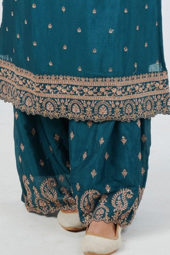 Stunning Soft Chinnon Silk Sharara - Elegant Handwork Embroidery KURTI JCS Fashions