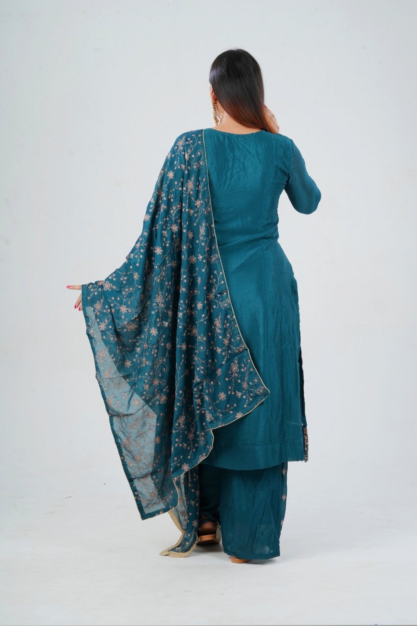 Stunning Soft Chinnon Silk Sharara - Elegant Handwork Embroidery KURTI JCS Fashions