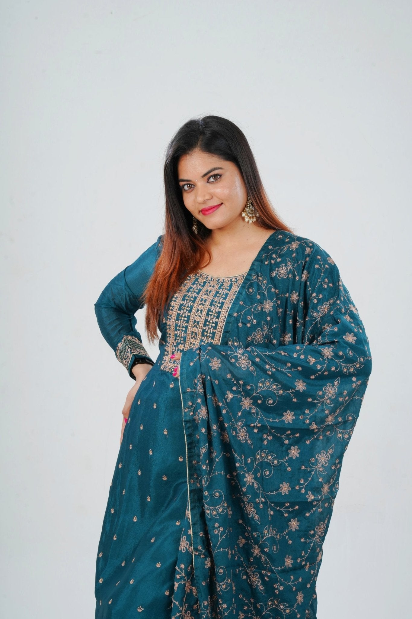 Stunning Soft Chinnon Silk Sharara - Elegant Handwork Embroidery KURTI JCS Fashions