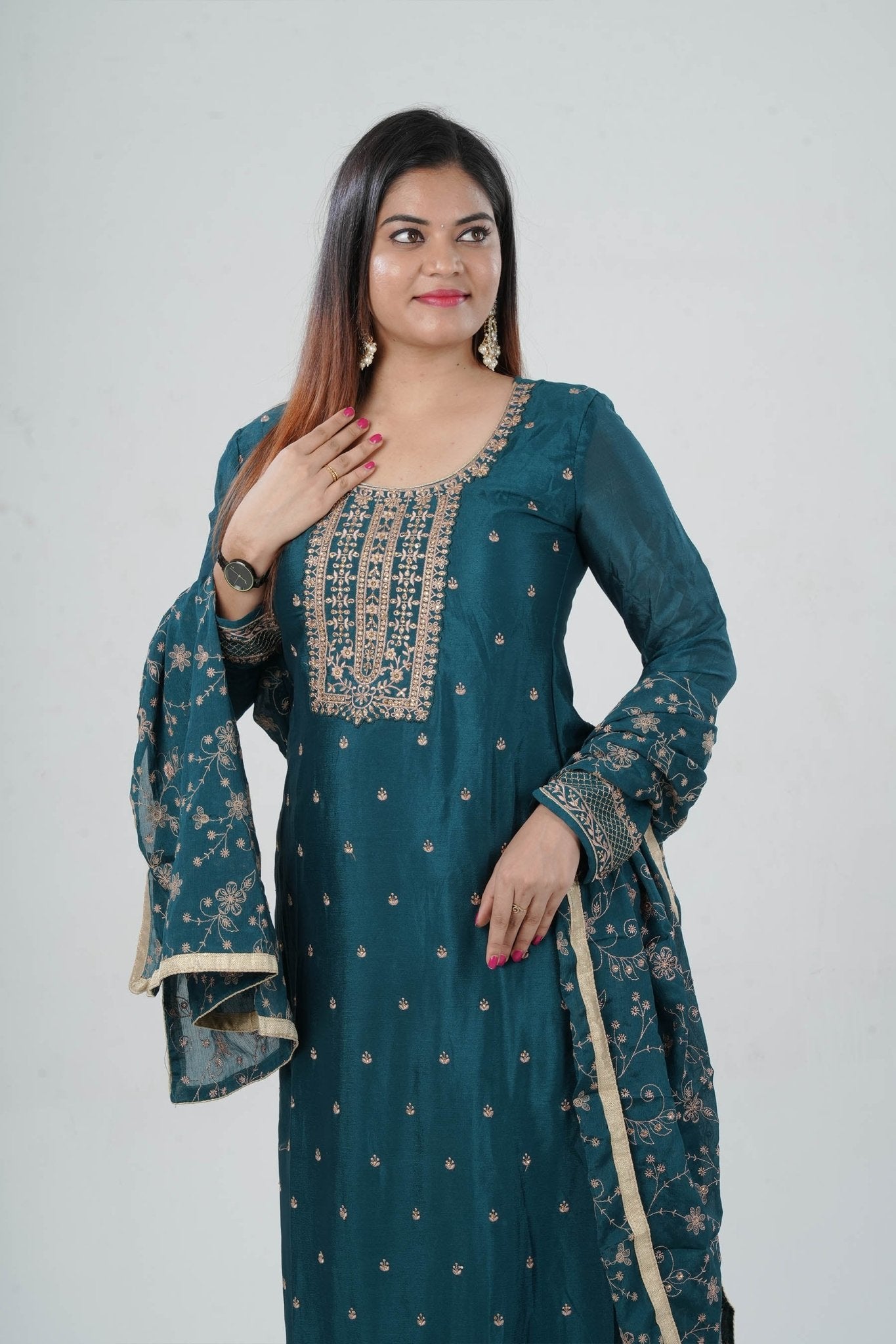 Stunning Soft Chinnon Silk Sharara - Elegant Handwork Embroidery KURTI JCS Fashions