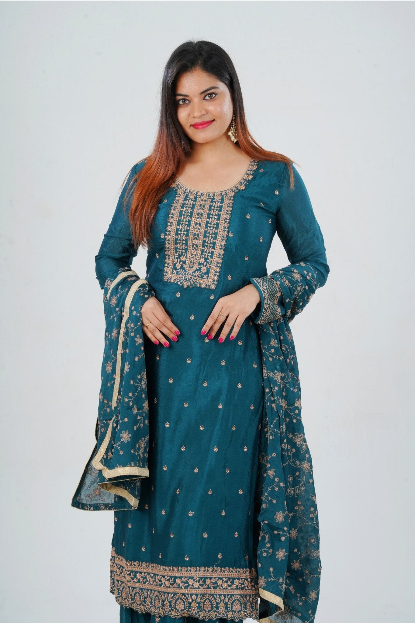 Stunning Soft Chinnon Silk Sharara - Elegant Handwork Embroidery KURTI JCS Fashions