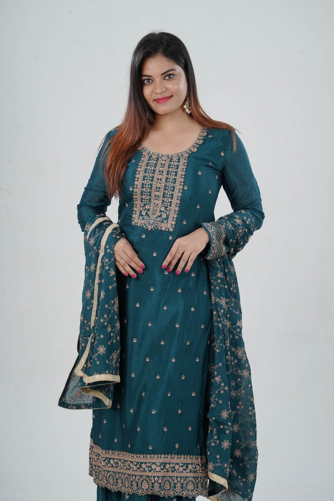 Stunning Soft Chinnon Silk Sharara - Elegant Handwork Embroidery KURTI JCS Fashions