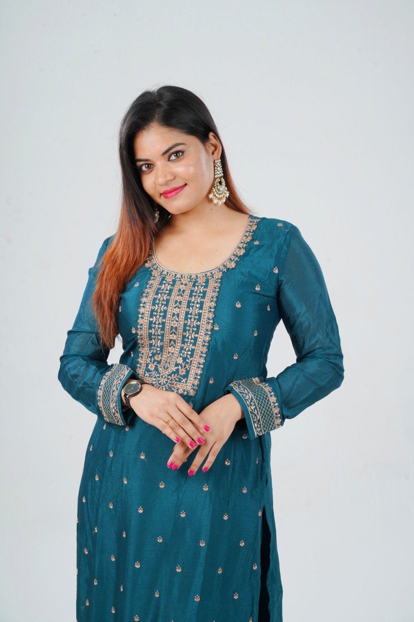 Stunning Soft Chinnon Silk Sharara - Elegant Handwork Embroidery KURTI JCS Fashions