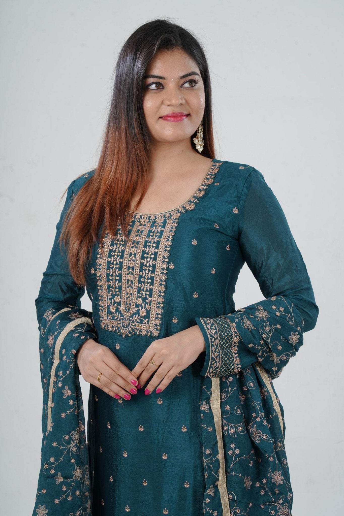 Stunning Soft Chinnon Silk Sharara - Elegant Handwork Embroidery KURTI JCS Fashions