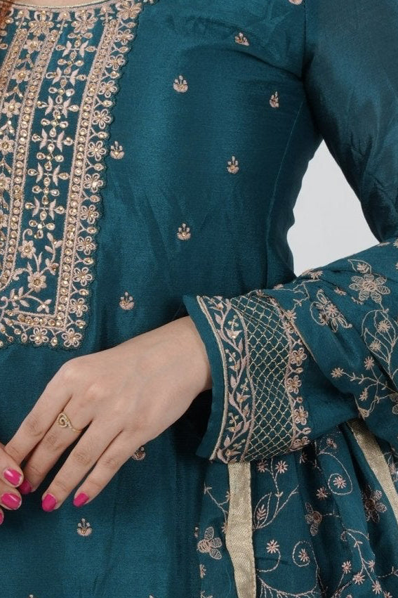 Stunning Soft Chinnon Silk Sharara - Elegant Handwork Embroidery KURTI JCS Fashions
