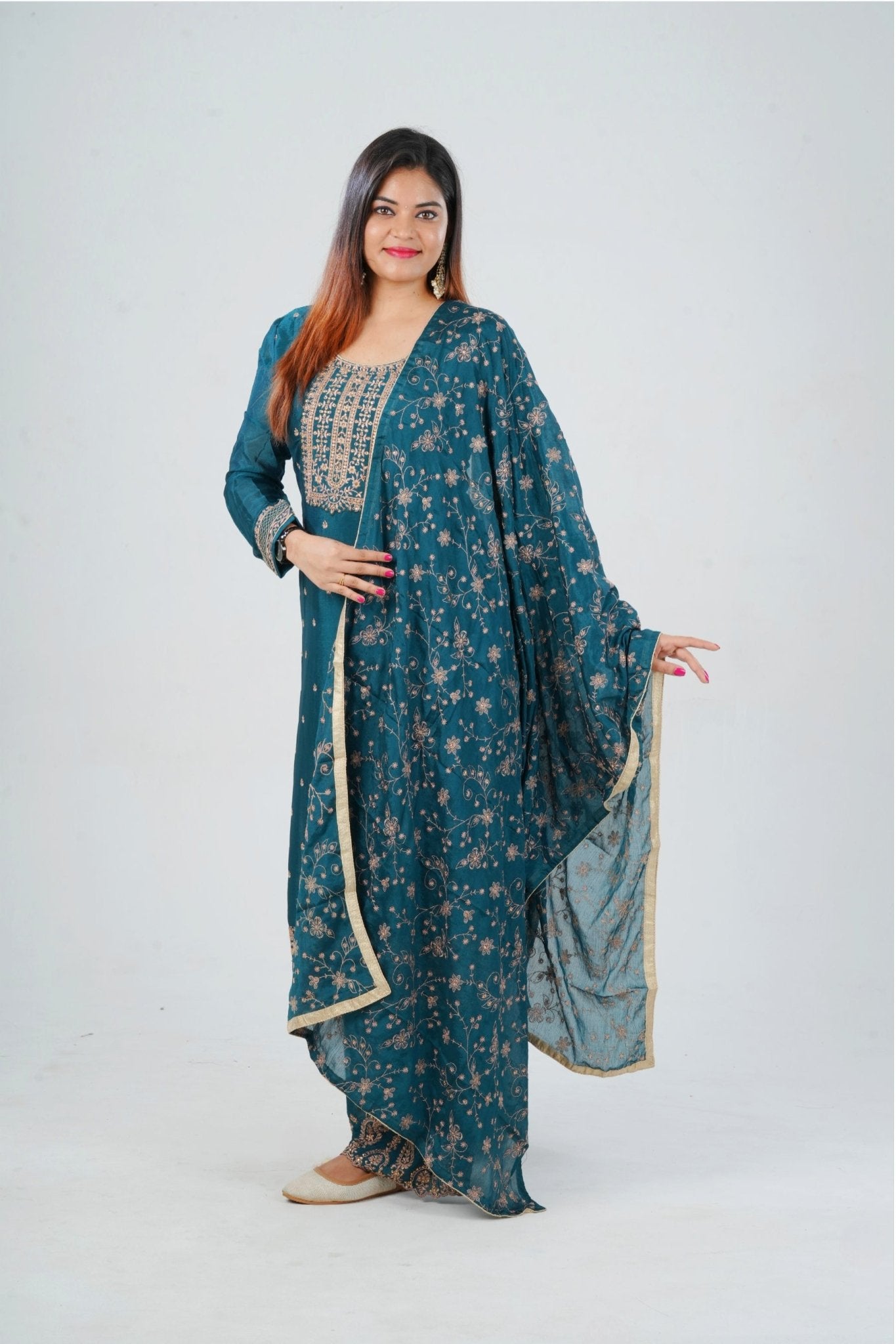 Stunning Soft Chinnon Silk Sharara - Elegant Handwork Embroidery KURTI JCS Fashions