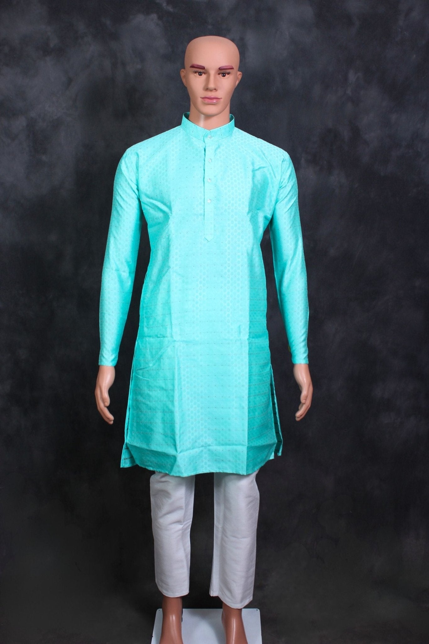 Stylish Men's Patterned Kurta & Pyjama: Regal Elegance From JCSFashions Men JCS Fashions Mint Blue Large (40)