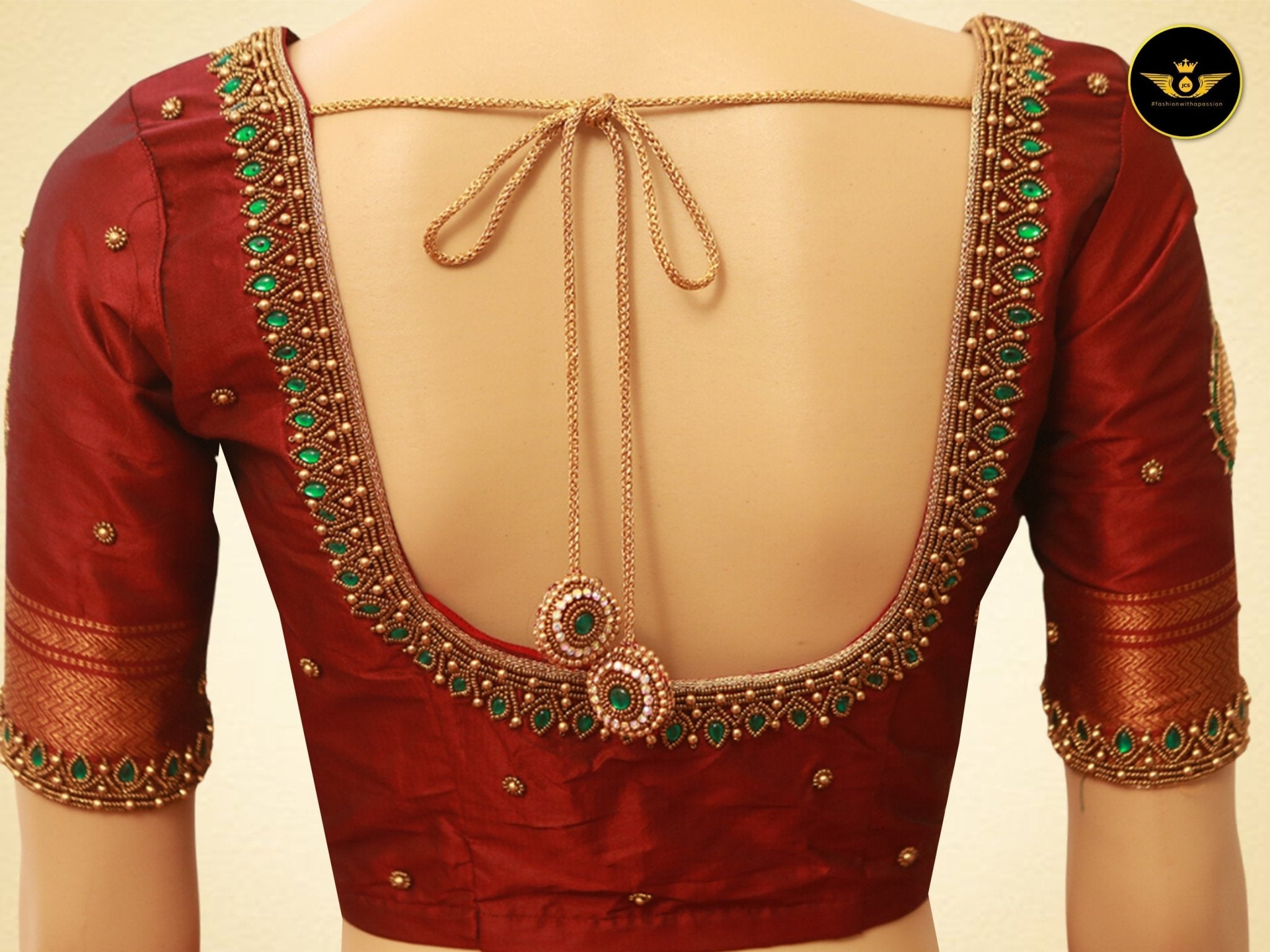 Timeless Elegance Semi Silk Saree With Contrast Aari Work Blouse SAREE JCS Fashions