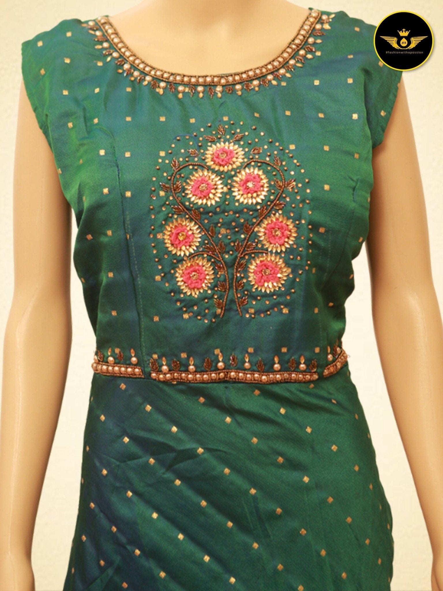 Traditional Indian Long Frock/Gown with heavy work KURTI JCS Fashions green XX-Large (44)