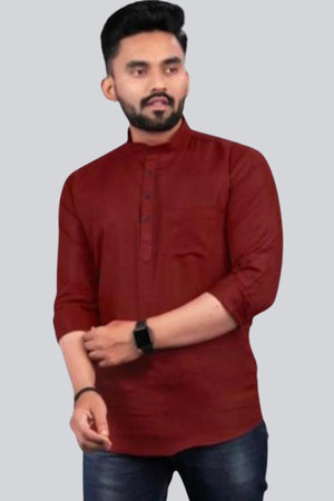 Maroon Cotton Partywear Short Kurtas